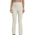 thumbnail image 2 of Maoxin Leggings for Women's Solid Color Ribbed High Waist Stretch Compression Tight Waist Pocket Yoga Peach Hip Fitness Foot Zipper Adjustment Cropped Pants Leggings for Women Tummy Control White M, 2 of 8