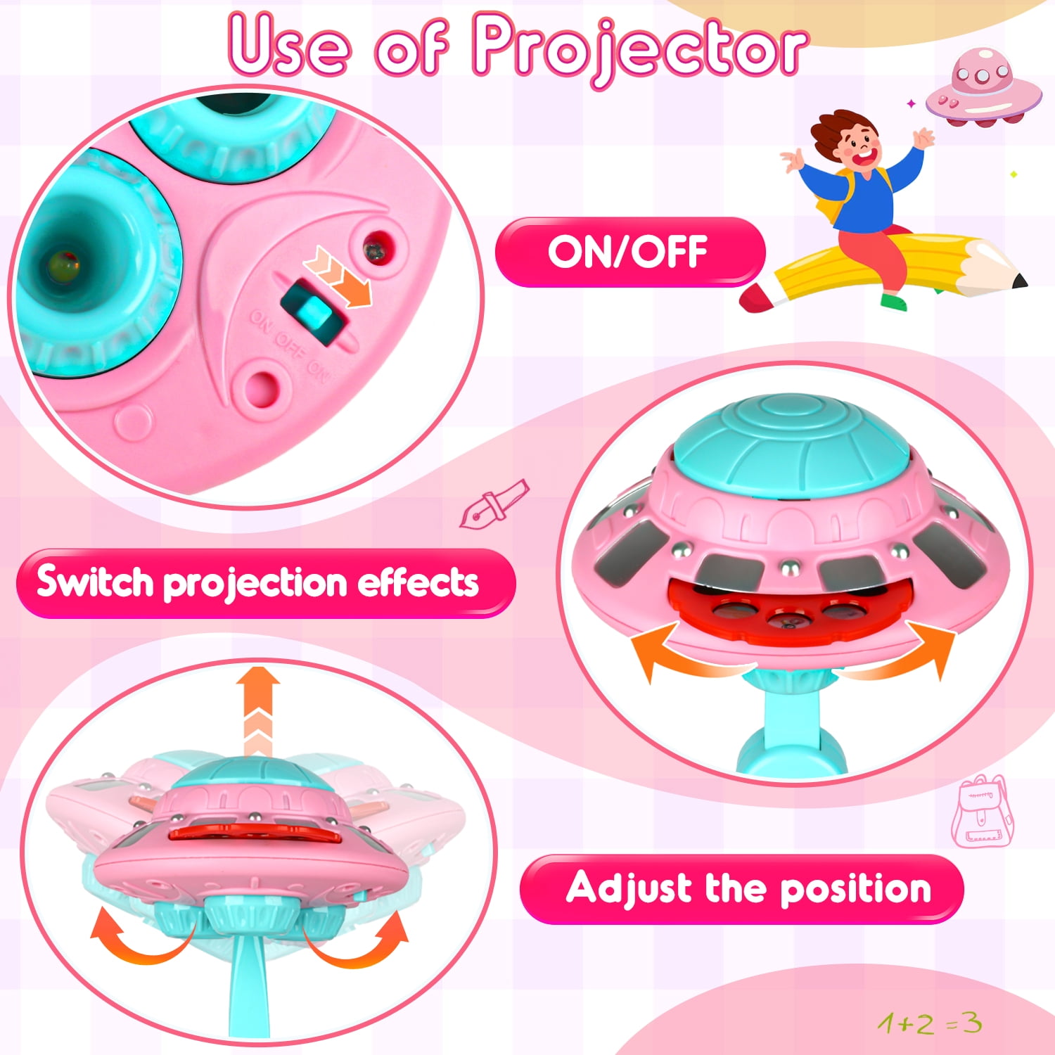Flooyes Drawing Study Projector table for Kids, Learning Projector table Toys for Ages 3 4 5 6 7 8 Year Old Girl Birthday Gifts Pink