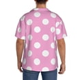 thumbnail image 3 of Honeii Pink And White Polka Dot for Men's Short-Sleeved Button-Up Collared Shirt Featuring A Pocket, Perfect for Beach Vacations, And Travel Adventures.-Small, 3 of 5