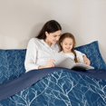 thumbnail image 6 of Feelyou Fashion Branches Plant Bedding Comforter Set for Teen, Navy Leaf Botabical Twin Comforter Sets, Stripes Abstract Reversible Bedding Set, Super Cozy Room Decor, 2-Piece, 6 of 9