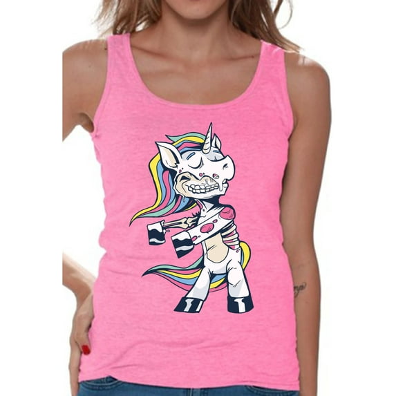 Awkward Styles Halloween Sleeveless Shirt Zombie Unicorn Tank Top for Women
