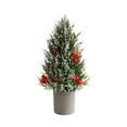 thumbnail image 2 of Christmas Frosted Tabletop Tree with Red Berries Elegant Holiday Centerpiece Decoration, 2 of 6