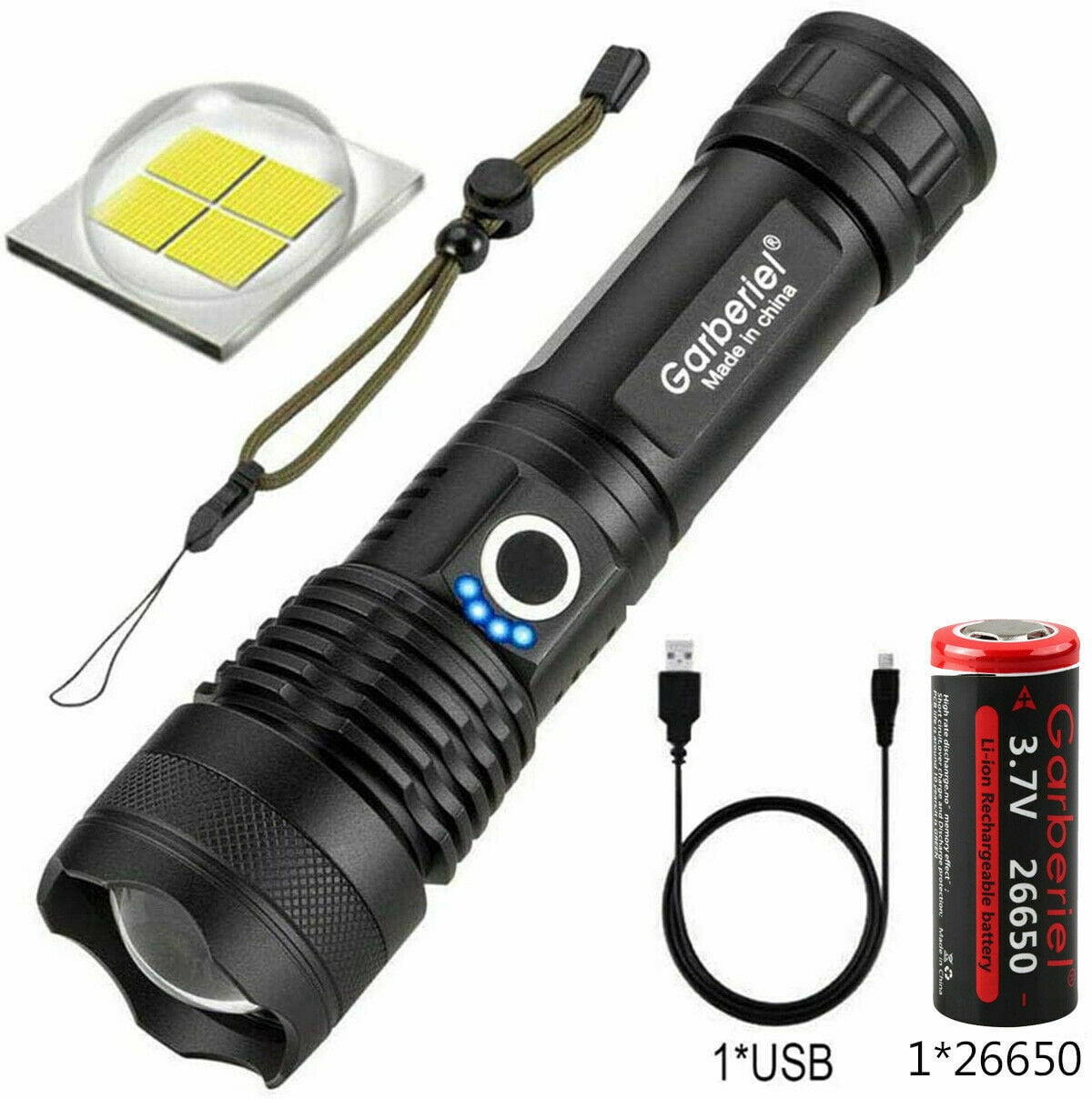 Long Range Rechargeable Flashlight 90000 Lumens Torch High Power LED Police 