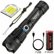 90000 Lumens Super Bright XHP70 USB Rechargeable Zoomable LED Flashlight,5 Modes LED Waterproof Torch for Hiking Hunting Camping (26650 Battery Included)