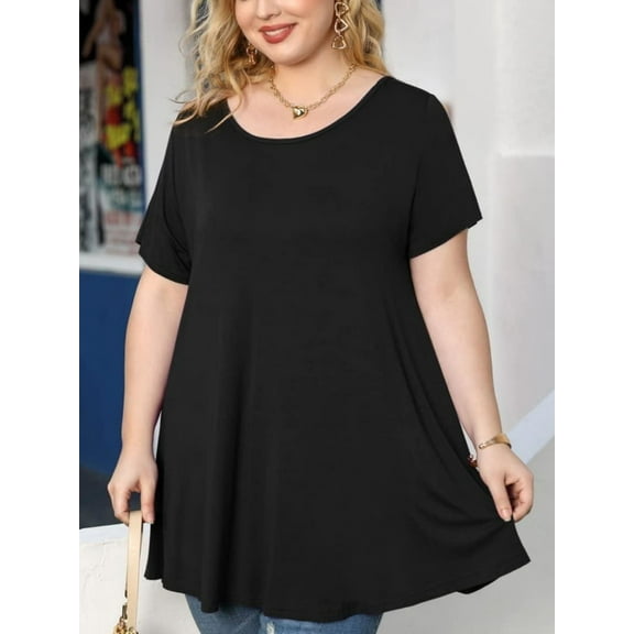Plus Size Tops for Women Casual Short Sleeves T Shirts Flowy Blouses