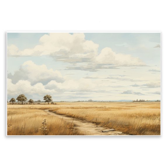 Stupell Industries Path Through Vast Grassland Landscape & Nature Painting Unframed Art Print Wall Art, 15 x 10