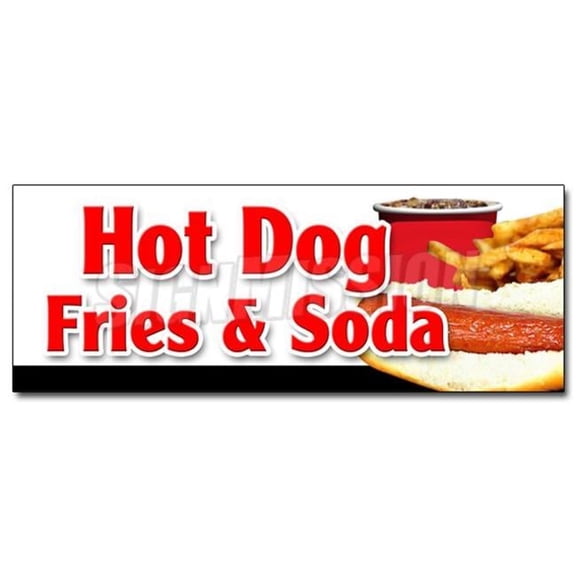 SignMission 12 in. Hot Dog Fries & Soda Decal Sticker - All Beef Drink Frank Meal Deal Chili