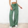 thumbnail image 5 of Bbyeadc Palazzo Pants for Women Drawstring Striped Loose Wide Leg Trousers Casual Pants Comfy Lounge Pants with Pockets,Green (S), 5 of 6