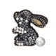 thumbnail image 1 of Adorable Rabbit Brooch Creative Pearl Crystal Rabbit Brooch Alloy Brooch Clip Jewelry Clothes Accessory (Style B, 1 of 3