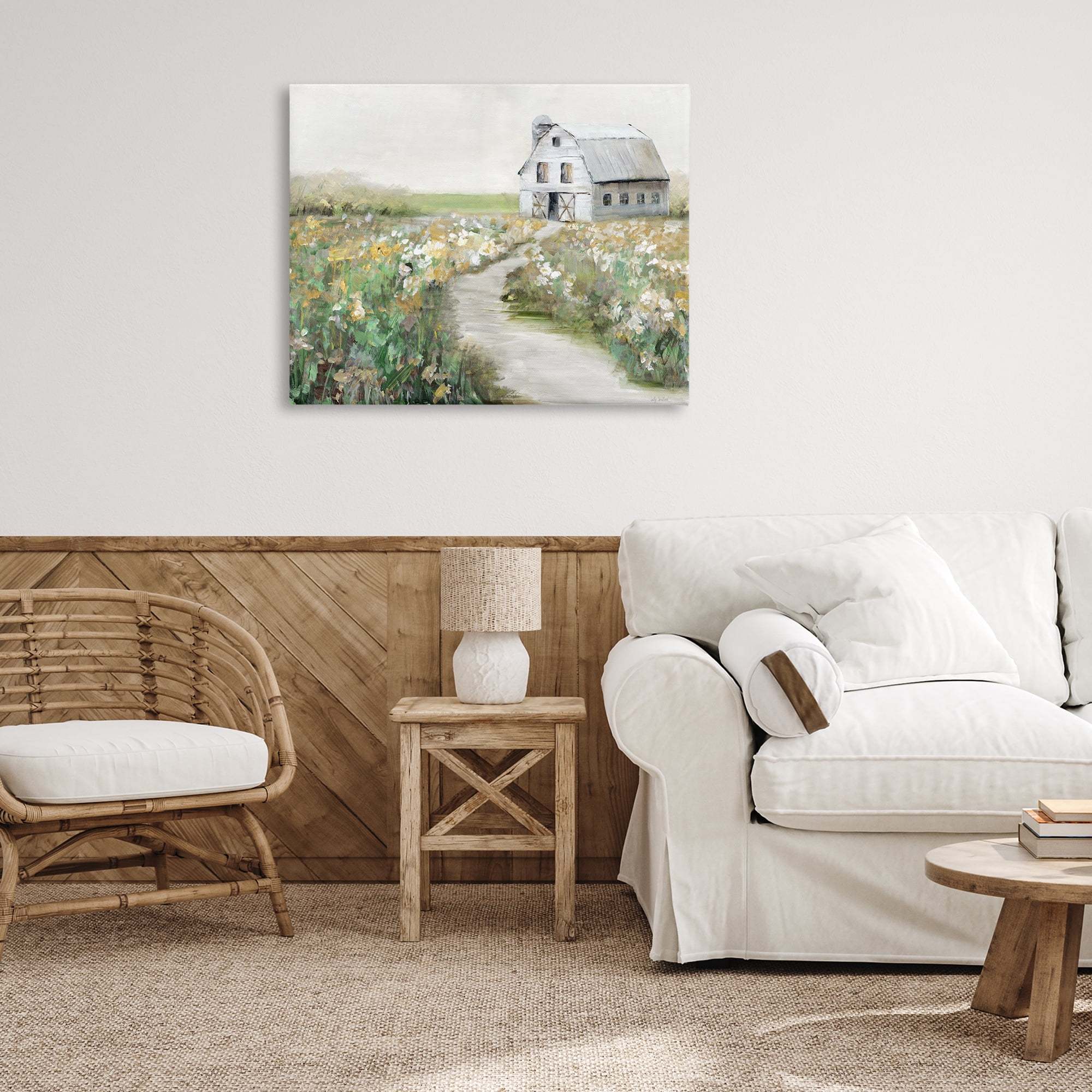 Stupell Industries Farmyard Path to Barn Landscape & Nature Painting Wrapped Canvas Art Print Wall Art, 40 x 30