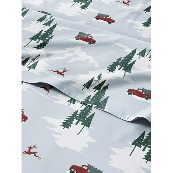Christmas Trucks & Tree Sheets Queen - 4 Piece Deep Pocket Christmas Sheet Set - Soft And Wrinkle Free - Holiday Sheets - Women Men Kids Teens - Winter Bed Sheets - Cute Christmas Pine Tree Sheets