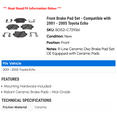 thumbnail image 2 of Front Brake Pad Set - Compatible with 2001 - 2005 Toyota Echo 2002 2003 2004, 2 of 2