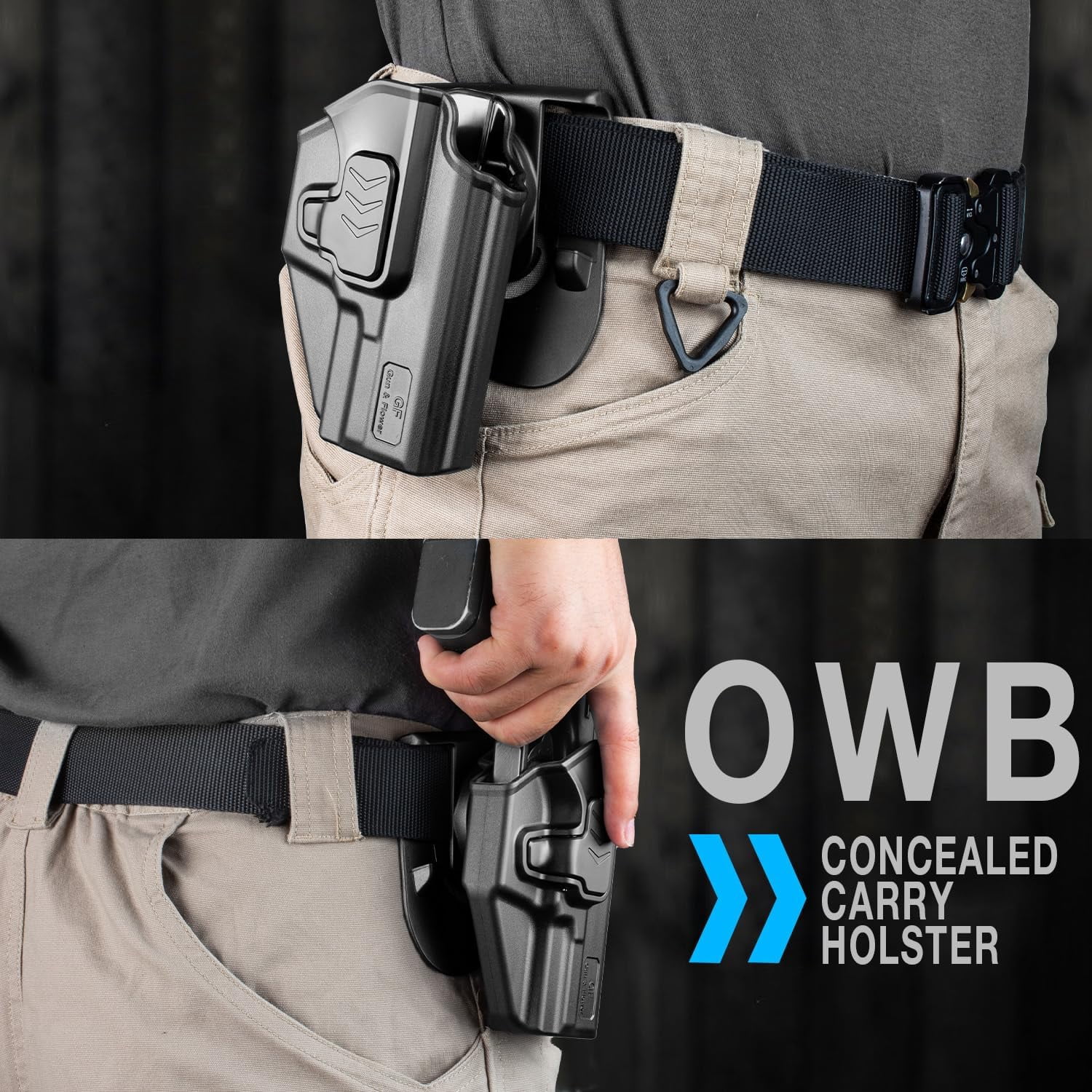 Gun & Flower OWB Holster for Taurus TS9, Index Finger Release, Adjustable Cant, Right-Hand