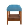 thumbnail image 5 of Xukmct Fabric Upholstered Bench with Open Storage Shelf, Perfect for Living Room, Bedroom, Blue + Brown, 5 of 5