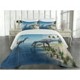 thumbnail image 2 of Ambesonne Animal Quilted Coverlet 3 Pcs, Wild Suchomimus Dinosaur, Queen Size, Blue Green Grey, 2 of 4