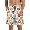 thumbnail image 2 of Uemuo Colorful Donuts Pattern Men's Swim Trunks Hawaiian Beach Bathing Suit Swimsuits Beach Quick-Dry Shorts with Pockets-, 2 of 9