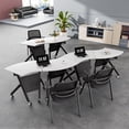 thumbnail image 4 of Conference Room Tables, Folding Conference Table with Wheels, Fan-shaped Combinable Modular Training Tables, Foldable Flip Top Mobile Rolling Table for Office Meeting, 4 of 7