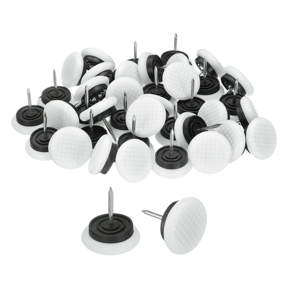 Uxcell 60 Pcs Nail-on Furniture Sliders, 1"(25mm)Plastic Round Anti-slip Pads, White