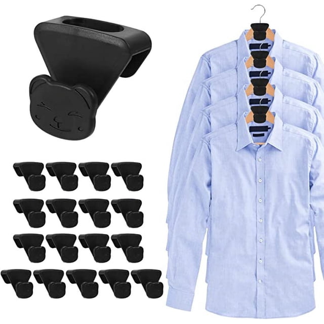 CHAO Gancho negro para ahorrar espacio para perchas de ropa, 18 piezas lindo gancho para ahorrar espacio, percha resistente para ahorrar espacio para colgar bolsas de ropa, armario del hogar