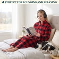 thumbnail image 4 of PAVILIA Womens Zip Up Robe with Pockets, Long Fleece Housecoat for Women, Plush Warm Zipper Robe Bathrobe, Soft Cozy Full Length Lounger House Coat, Buffalo Check Red Black (Small/Medium), 4 of 9