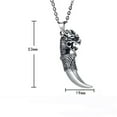 thumbnail image 2 of K-KED Mens Wolf Teeth Pendant Necklace Dragon Head Stainless Steel Punk Biker-Silver, 2 of 6