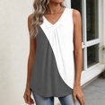 thumbnail image 5 of Kixjoy Womens Tank Tops Loose Fit V Neck Tank Top Sleeveless Trendy Pleated Tunic Tops Summer Floral Print Lounge Cozy Womens Summer Tops, Gray L, 5 of 6
