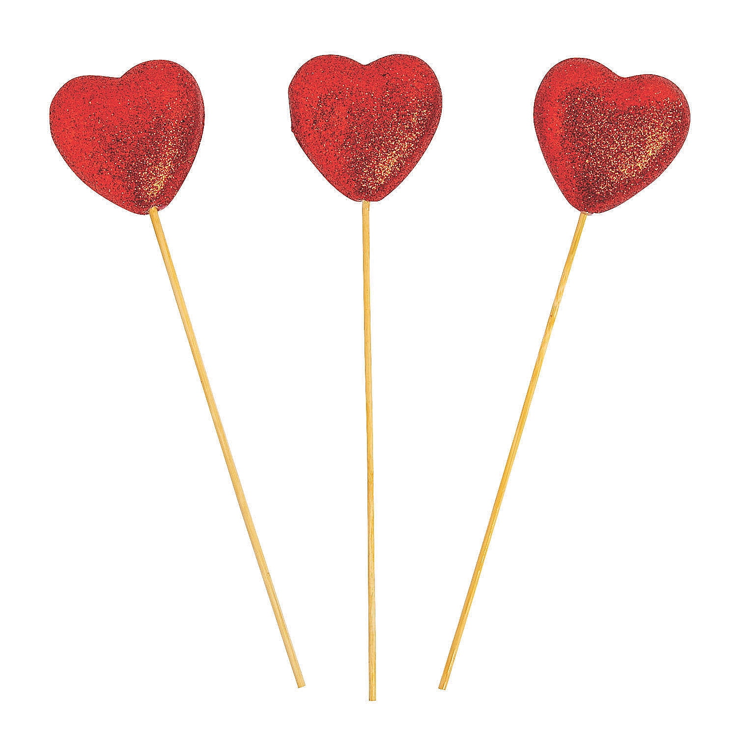 Foam Valentine Glitter Heart Picks Craft Supplies 12 Pieces