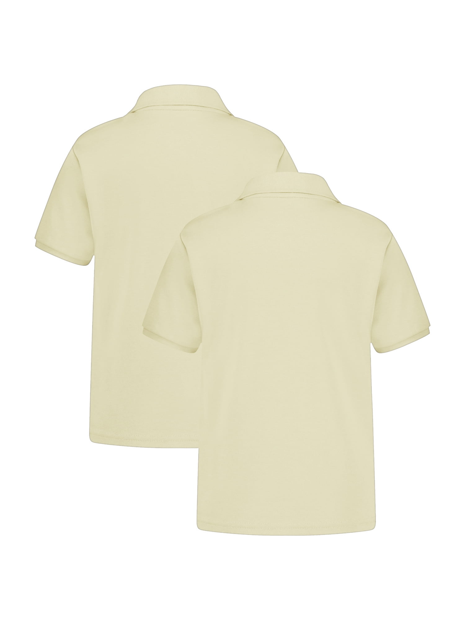 Wonder Nation Girls School Uniform Interlock Short Sleeve Polo Shirt, 2-Pack, Sizes 4-18
