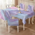 thumbnail image 2 of TSOVTHRID Purple Marble Texture Print 5 Pcs Table Cloth with Dining Chair Slipcovers Set Rectangle Tablecloth Stretchable Chair Protector Cover Home Kitchen Dining Room Decoration, 2 of 7