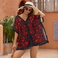 thumbnail image 2 of Blood Black And Red Horror Beach Cover Ups for Women Bathing Suit Cover Up Lace Bikini Swimsuit Coverup Beach Dress Shirt One Size, 2 of 6