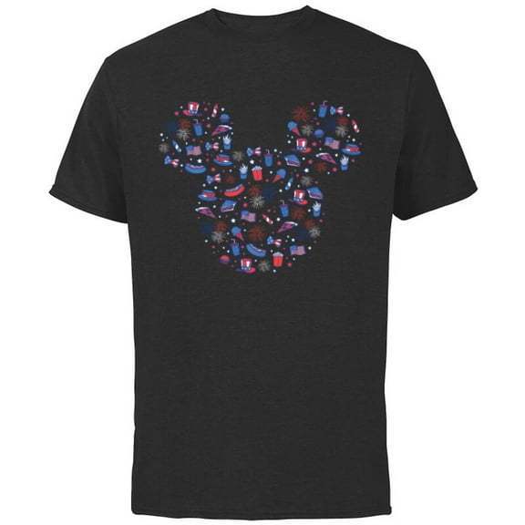 Disney Mickey Mouse Head Icon Americana 4th of July Treats- Short Sleeve Cotton T-Shirt for Adults - Customized-Black