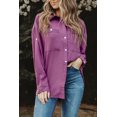 thumbnail image 4 of Women's Purple Solid Pocket Long Sleeve Button-up Shirt, 4 of 19