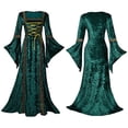 thumbnail image 2 of MYATED Renaissance Dress Women Medieval Dress Velvet Irish Dress Victorian Vintage Costume for Halloween Cosplay Party,Green,S, 2 of 7