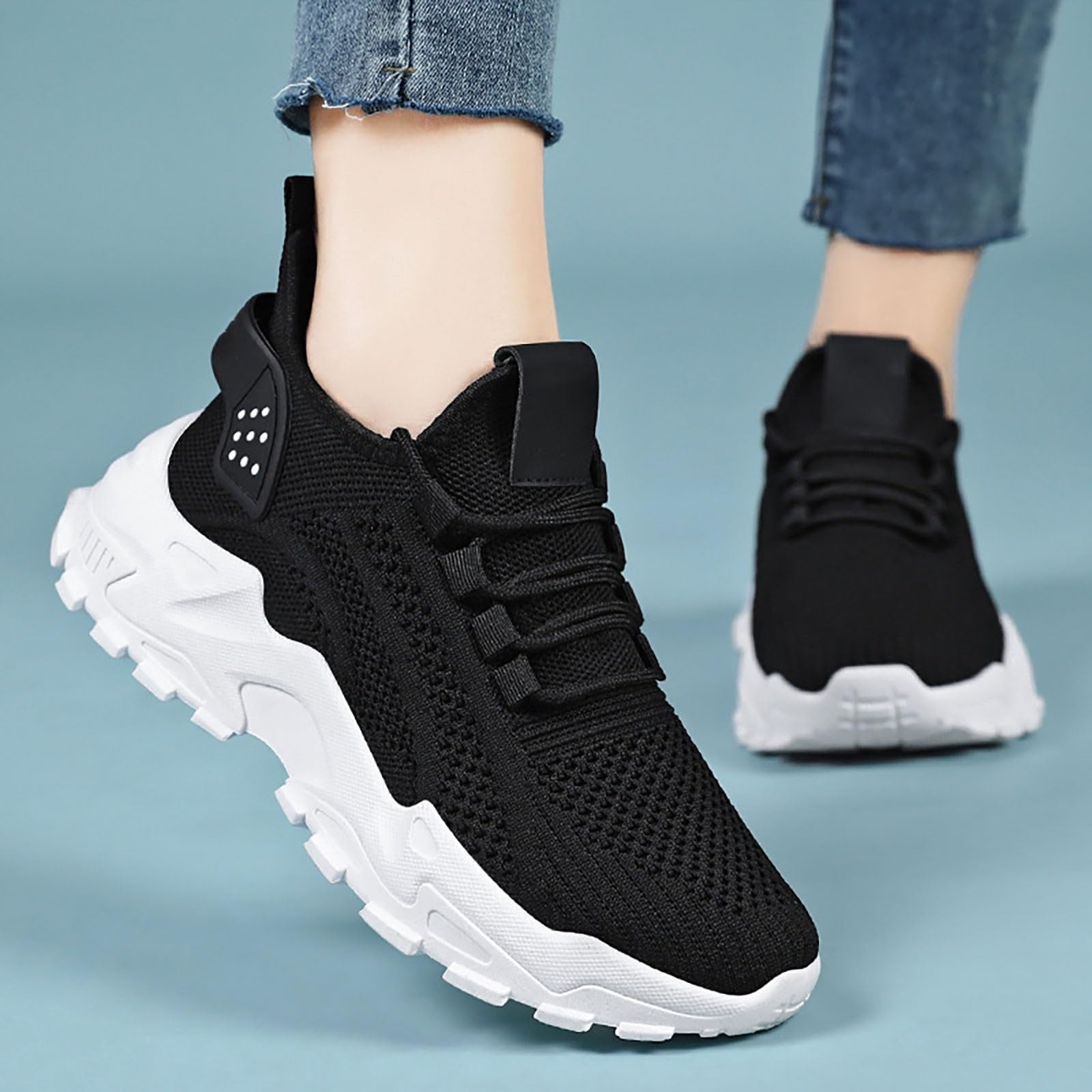 HAJWOH Orthopedic Dress Shoes for Women Arch Support Non Slip Slip on Nurse Shoes Lightweight Mesh Stretch Hiking Shoes Soft 2026 New Foam Shoes Black 36