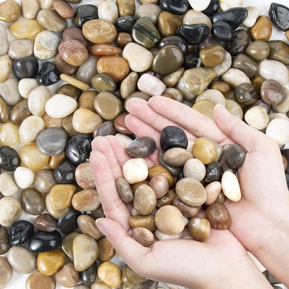4 lb River Rock Natural Polished Decorative Pebbles – Aquarium, Plants, Vase Filler, Mixed Colors