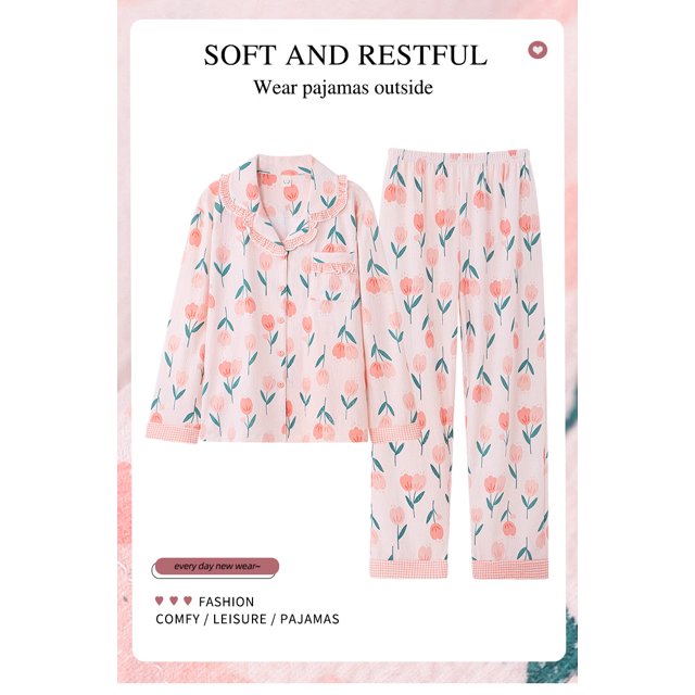 REDHOTYPE Ensemble de Pyjama pour Femmes Manches Longues Vêtements de Nuit Robe de Détente