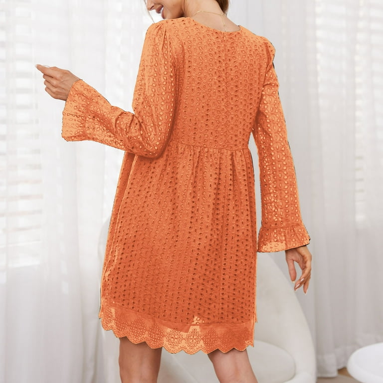 orange colour one piece dress Georgette Orange Colour One Piece Dress Buy Orange Solid Cotton Tiered Fit And Flare One Piece