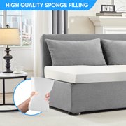 BALUS 62 Linen Queen Size Pull Out Sofa Bed Include 2 Pillows,Convertible Loveseat Sleeper Sofa with Foldable Mattress,Light Gray