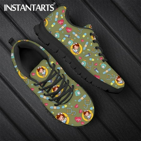 

Women s Sneakers Black Ladies Mesh Sport Casual Shoes Cute Cartoon Nurse Doctor Luxury Designer Lace Up Flats Zapatos Planos