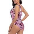 thumbnail image 4 of Picia Sweet Heart Pattern Women's One Piece Swimsuits,One Shoulder Swimwear Asymmetric ,Ruffle Monokinis Bathing Suits,High Waisted Flattering Bathing Suits-X-Large, 4 of 8