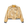 thumbnail image 3 of YIZYIF Girls Jazz Hip Hop Dance Tops Youth Juniors Metallic Long Sleeve Jacket Outwear,Sizes 6-16 Gold 10, 3 of 7