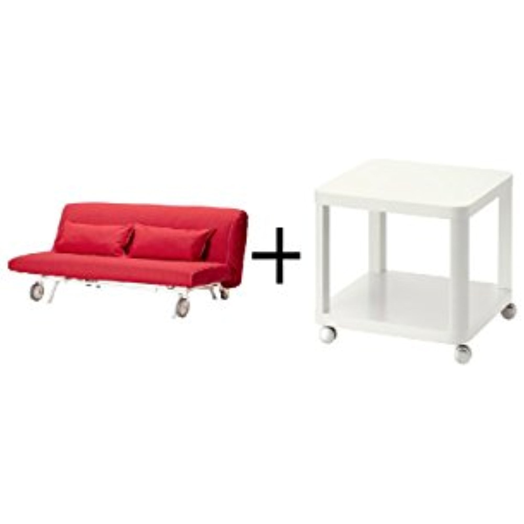 hektar byrde Billedhugger Ikea Sleeper sofa, Vansta red ,Side table on casters, white 19 5/8x19 5/8 "  - Walmart.com
