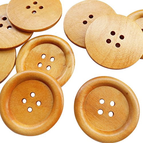 Lot de 6 boutons bois 2 trous bois naturel - Boutons - Customisation textile