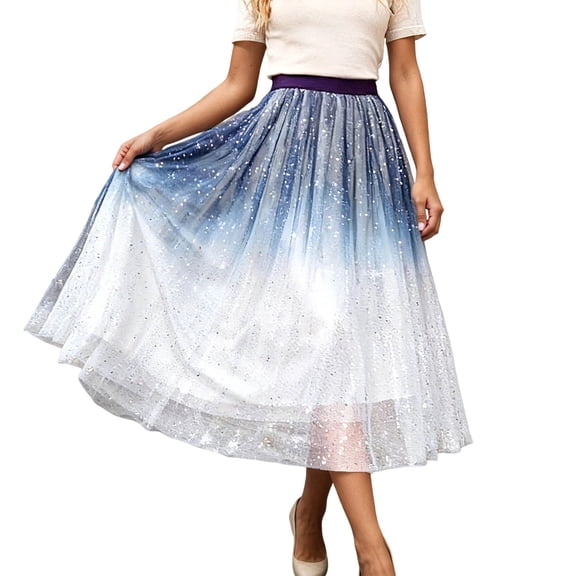 Women'S Tulle Skirts High Waist Layered Mesh Ruffles Polka Dot A Line Floral Embroidered Skirt Flowy Spring Travel Wedding Fairy Tutu Pleated Dailywear Elegant Casual Skirt