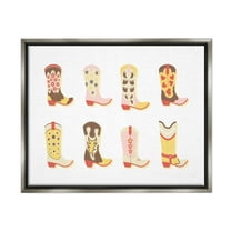 Stupell Industries Neutral Patterned Cowboy Boots Beauty & Fashion Painting Gray Floater Framed Canvas Art Print Wall Art, 31 x 25