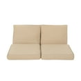 thumbnail image 1 of GDF Studio Massey Outdoor Water Resistant Fabric Loveseat Cushions with Piping, Tan, 1 of 9