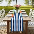 thumbnail image 4 of Anchor Stripe 70 Inch Table Runner, Navy Blue Nautical Coastal White Sea Farmhouse Dresser Scarf Cotton & Linen Tablerunner for Dining/Kitchen Island/Holiday Party Décor 13" x 70", 4 of 9