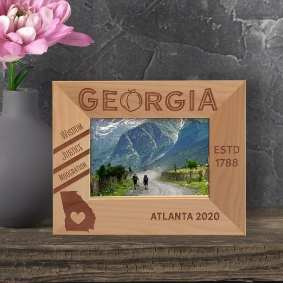 Georgia Personalized Wooden Frame-5" x 3 1/2" Brown Horizontal