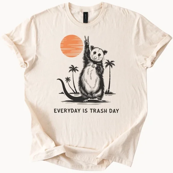 Hot Trending Opossum Trash Day Peace Sign T Shirt Funny Animal Graphic Tee Design Preview Only