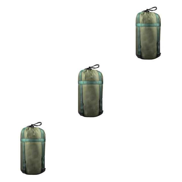 Sonducket Bolsa de compresión Transpirable Ligero Diseño de cordón Hebilla ajustable Saco de cosas para acampar al aire libre Verde militar Verde militar 3piezas